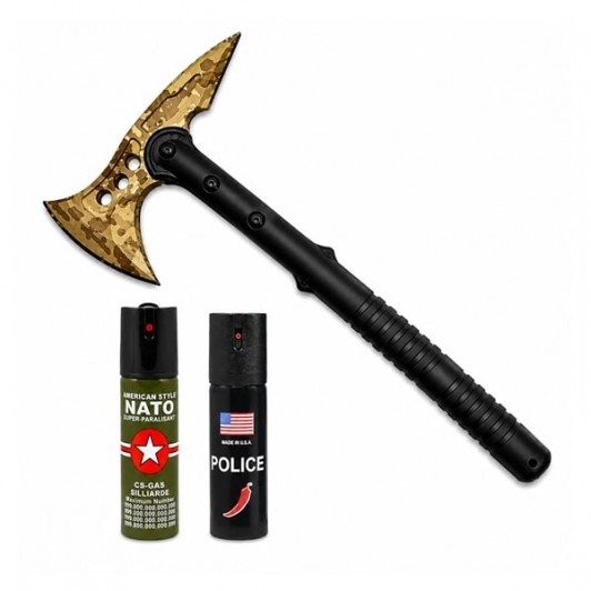 Set topor survivor, spray autoaparare si spray chili DEPOX®, 39 cm/110 ml/60 ml Set topor survivor, spray autoaparare si spray chili DEPOX®, 39 cm/110 ml/60 ml