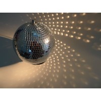Glob disco motorizat DEPOX®, model oglinzi, 4W, 25 cm, argintiu