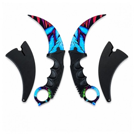 Set doua cutite karambit DEPOX®, 22 cm, multicolor, teaca inclusa