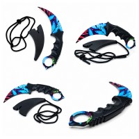 Set doua cutite karambit DEPOX®, 22 cm, multicolor, teaca inclusa
