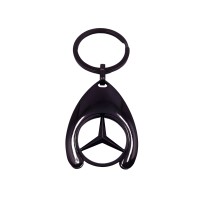 Set 2 Brelocuri Mercedes-Benz, Metal, Design Elegant, Inele pentru Chei, Auriu/Negru, 7.5 cm/9 cm
