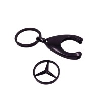 Set 2 Brelocuri Mercedes-Benz, Metal, Design Elegant, Inele pentru Chei, Auriu/Negru, 7.5 cm/9 cm