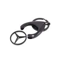 Set 2 Brelocuri Mercedes-Benz, Metal, Design Elegant, Inele pentru Chei, Auriu/Negru, 7.5 cm/9 cm