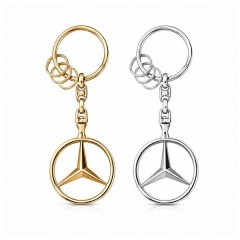 Set doua brelocuri Mercedes-Benz Brussels DEPOX®, Finisaj Lucios, 3 Inele Suplimentarem, 9 cm, Auriu