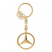 Set doua brelocuri Mercedes-Benz Brussels DEPOX®, Finisaj Lucios, 3 Inele Suplimentarem, 9 cm, Auriu