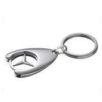 Set 2 Brelocuri Mercedes-Benz, Metal, Design Elegant, Inele pentru Chei, Auriu/Argintiu, 7.5 cm/9 cm