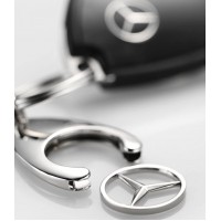 Set 2 Brelocuri Mercedes-Benz, Metal, Design Elegant, Inele pentru Chei, Auriu/Argintiu, 7.5 cm/9 cm