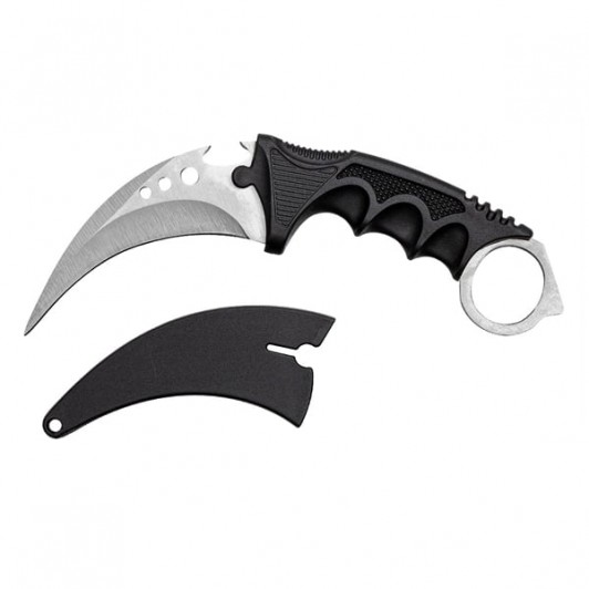 Cuțit karambit vanatoare DEPOX®, lamă fixă, oțel inoxidabil 420, gri, 19 cm
