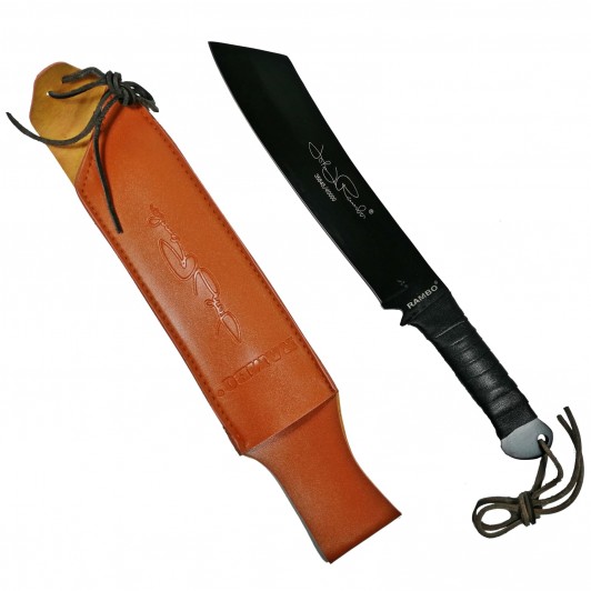 Macetă Rambo IV DEPOX®, lamă din oțel, teaca inclusa, 43 cm, negru