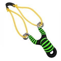 Praștie din aliaj cu benzi elastice DEPOX®, mâner ergonomic, 13 cm, verde
