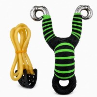 Praștie din aliaj cu benzi elastice DEPOX®, mâner ergonomic, 13 cm, verde Praștie din aliaj cu benzi elastice DEPOX®, mâner ergonomic, 13 cm, verde
