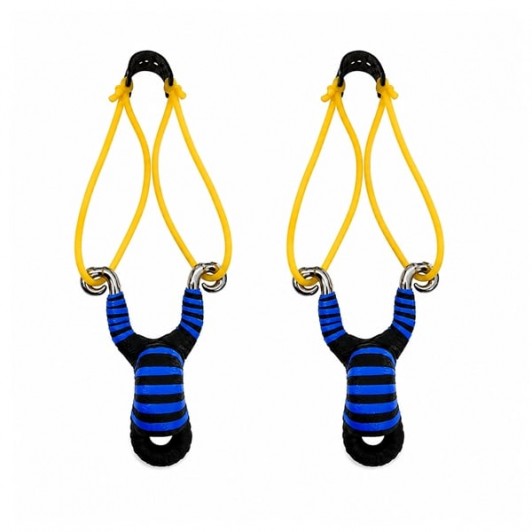 Set doua prastii din aliaj cu benzi elastice DEPOX®, mâner ergonomic, 13 cm, albastru Set doua prastii din aliaj cu benzi elastice DEPOX®, mâner ergonomic, 13 cm, albastru