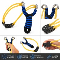 Set doua prastii din aliaj cu benzi elastice DEPOX®, mâner ergonomic, 13 cm, albastru Set doua prastii din aliaj cu benzi elastice DEPOX®, mâner ergonomic, 13 cm, albastru