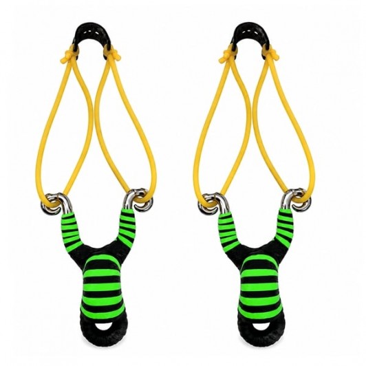 Set doua prastii din aliaj cu benzi elastice DEPOX®, mâner ergonomic, 13 cm, verde