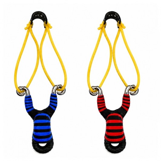 Set doua prastii din aliaj cu benzi elastice DEPOX®, mâner ergonomic, 13 cm, albastru/rosu