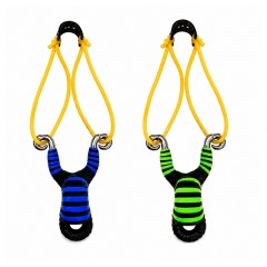 Set doua prastii din aliaj cu benzi elastice DEPOX®, mâner ergonomic, 13 cm, albastru/verde Set doua prastii din aliaj cu benzi elastice DEPOX®, mâner ergonomic, 13 cm, albastru/verde