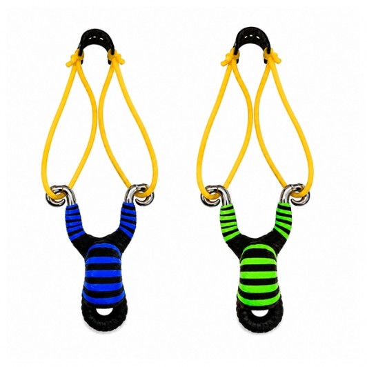 Set doua prastii din aliaj cu benzi elastice DEPOX®, mâner ergonomic, 13 cm, albastru/verde Set doua prastii din aliaj cu benzi elastice DEPOX®, mâner ergonomic, 13 cm, albastru/verde