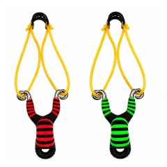 Set doua prastii din aliaj cu benzi elastice DEPOX®, mâner ergonomic, 13 cm, rosu/verde