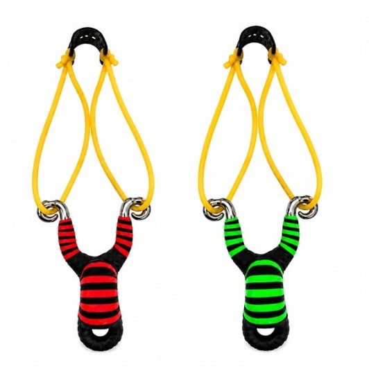 Set doua prastii din aliaj cu benzi elastice DEPOX®, mâner ergonomic, 13 cm, rosu/verde