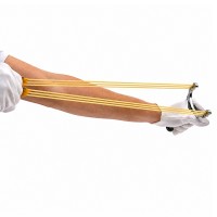Set doua prastii metalice DEPOX®, maner camuflaj, benzi elastice, 14.5 cm