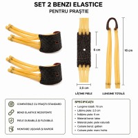 Set 2 benzi de schimb pentru praștie, DEPOX®, latex/piele, galben, 32 cm