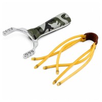 Set praștie metalică si banda elastica de rezerva DEPOX®, maner camuflaj, 14.5 cm Set praștie metalică si banda elastica de rezerva DEPOX®, maner camuflaj, 14.5 cm
