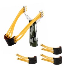 Set praștie metalică si trei benzi elastice de rezerva DEPOX®, maner camuflaj, 14.5 cm Set praștie metalică si trei benzi elastice de rezerva DEPOX®, maner camuflaj, 14.5 cm
