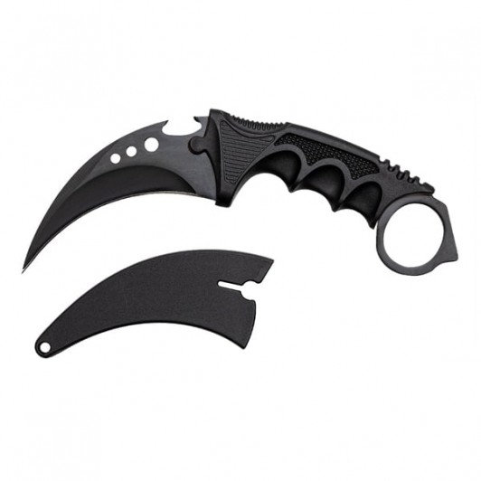 Cuțit karambit vanatoare DEPOX®, lamă fixă, oțel inoxidabil 420, negru, 19 cm