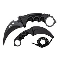 Cuțit karambit vanatoare DEPOX®, lamă fixă, oțel inoxidabil 420, negru, 19 cm