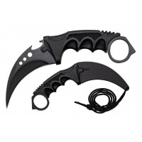 Set doua cutite karambit vanatoare DEPOX®, lamă fixă, oțel inoxidabil 420, negru/gri, 19 cm
