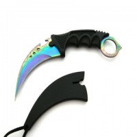 Set doua cutite karambit vanatoare DEPOX®, lamă fixă, oțel inoxidabil 420, multicolor, 19 cm