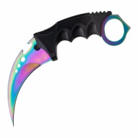 Set doua cutite karambit vanatoare DEPOX®, lamă fixă, oțel inoxidabil 420, multicolor, 19 cm