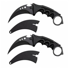 Set doua cutite karambit vanatoare DEPOX®, lamă fixă, oțel inoxidabil 420, negru, 19 cm Set doua cutite karambit vanatoare DEPOX®, lamă fixă, oțel inoxidabil 420, negru, 19 cm