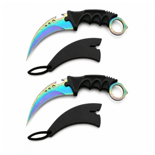 Set doua cutite de vanatoare DEPOX®, Rainbow Fade, 19 cm, otel, multicolor