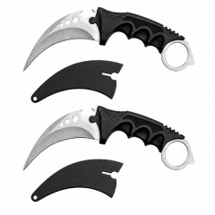 Set doua cutite karambit vanatoare DEPOX®, lamă fixă, oțel inoxidabil 420, gri, 19 cm Set doua cutite karambit vanatoare DEPOX®, lamă fixă, oțel inoxidabil 420, gri, 19 cm