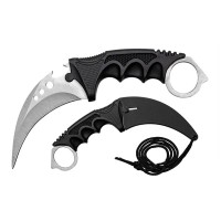 Set doua cutite karambit vanatoare DEPOX®, lamă fixă, oțel inoxidabil 420, gri, 19 cm