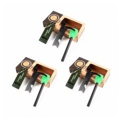 Set trei kituri supravietuire Amnar pentru camping si Fluier DEPOX®, otel inoxidabil, 11 cm