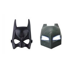 Set 2 Măști Batman DEPOX®, 1 Mască cu LED din PVC + 1 Mască Clasică fără LED, Negru, Mărime Universa
