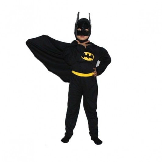 Costum Batman cu muschi, masca si pelerina, carnaval, 7-9 ani, 120-130 cm Costum Batman cu muschi, masca si pelerina, carnaval, 7-9 ani, 120-130 cm
