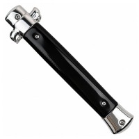 Set doua cutite cu lamă tip stiletto automate DEPOX®, mâner negru, 27 cm, cu husă inclusa