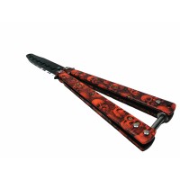 Cutit, Briceag fluture, Butterfly, Happy Orange Skulls, pentru antrenament, 22 cm
