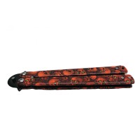 Cutit, Briceag fluture, Butterfly, Happy Orange Skulls, pentru antrenament, 22 cm