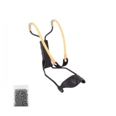 Set prastie metalica profesionala cu suport de incheietură si 100 bile metalice 11 mm DEPOX®, metal, Set prastie metalica profesionala cu suport de incheietură si 100 bile metalice 11 mm DEPOX®, metal,
