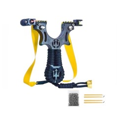 Set praștie de precizie din rasina cu laser si 100 bile metalice 6 mm DEPOX®, 2 elastice de rezervă,