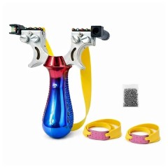 Set praștie profesională metalica cu laser si 100 bile metalice 12 mm DEPOX®, pentru vânătoare și ti