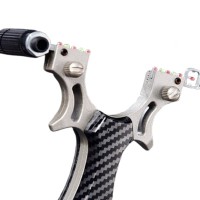 Set praștie profesională din aluminiu si 100 bile metalice 6 mm, DEPOX®, mâner ergonomic imitatie ca