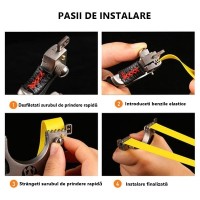 Set praștie multifuncțională cu laser si 100 bile metalice 12 mm, DEPOX®, metal, 2 elastice de rezer Set praștie multifuncțională cu laser si 100 bile metalice 12 mm, DEPOX®, metal, 2 elastice de rezer