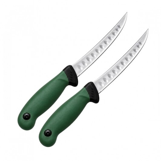 Set doua cuțite pentru filetat DEPOX®, lamă curbată din oțel inoxidabil cu alveole, mâner ergonomic Set doua cuțite pentru filetat DEPOX®, lamă curbată din oțel inoxidabil cu alveole, mâner ergonomic