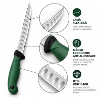 Set doua cuțite pentru filetat DEPOX®, lamă curbată din oțel inoxidabil cu alveole, mâner ergonomic Set doua cuțite pentru filetat DEPOX®, lamă curbată din oțel inoxidabil cu alveole, mâner ergonomic