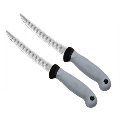 Set doua cuțite pentru filetat DEPOX®, lamă curbată din oțel inoxidabil cu alveole, mâner ergonomic,